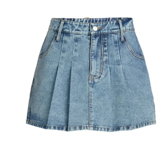 Liv & Lottie Women's Pleated Denim Mini Skirt, Size XL NWT juniors - Picture 4 of 10